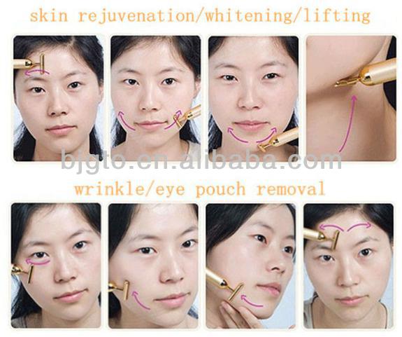 massaggiatore facciale elettrico della barra di oro 2013 più nuovo 24K per il sollevamento della pelle di rimozione della grinza